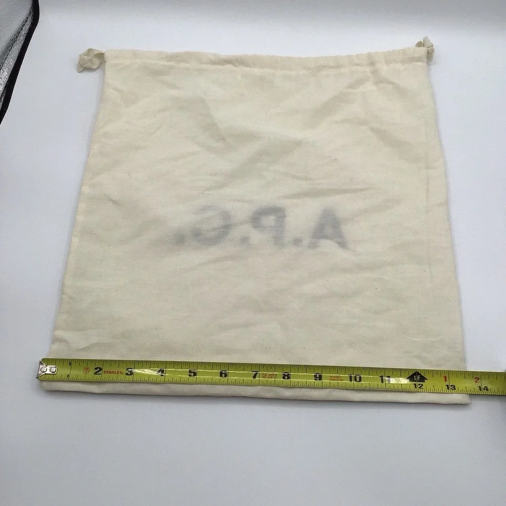 A.P.C. Logo Cotton Drawstring Dust Bag Shoe Bag Cream 13x14 Storage Pouch